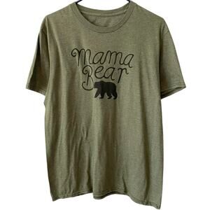 NO BRAND "Mama Bear" Graphic Short Sleeve T Shirt Green Size Large Casual Basic